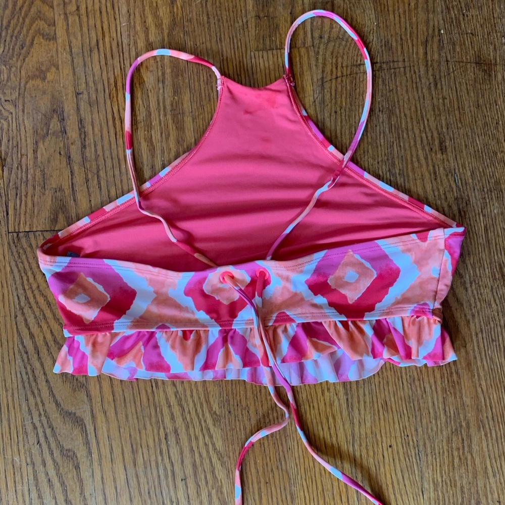 aerie Pink & Coral Patterned High Neck Bikini Top - Picture 5 of 10